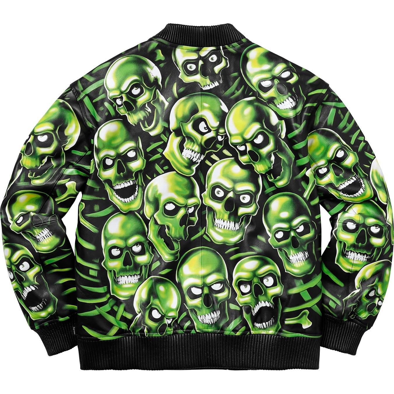 Skull Pile Leather Bomber Jacket view 6